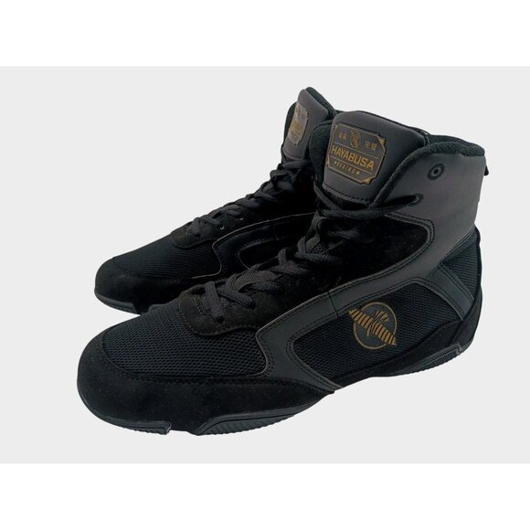 Hayabusa Boxing Shoes Mens Size 7 Black Gold High Top Training Gym Lightweight - Picture 1 of 13